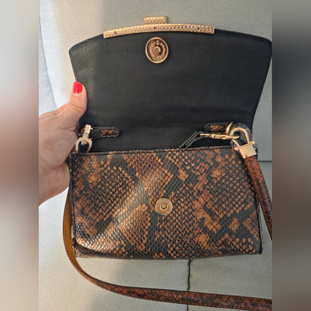 Aldo Brown Snakeskin Crossbody | Clutch Bag - Picture 3 of 8